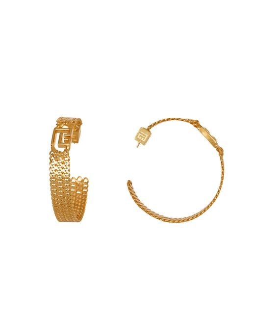 Balmain Metallic Sync Pb Brass Hoop Earrings