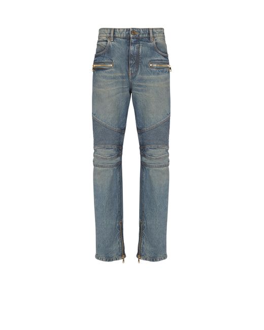 Balmain Blue Biker Jeans for men