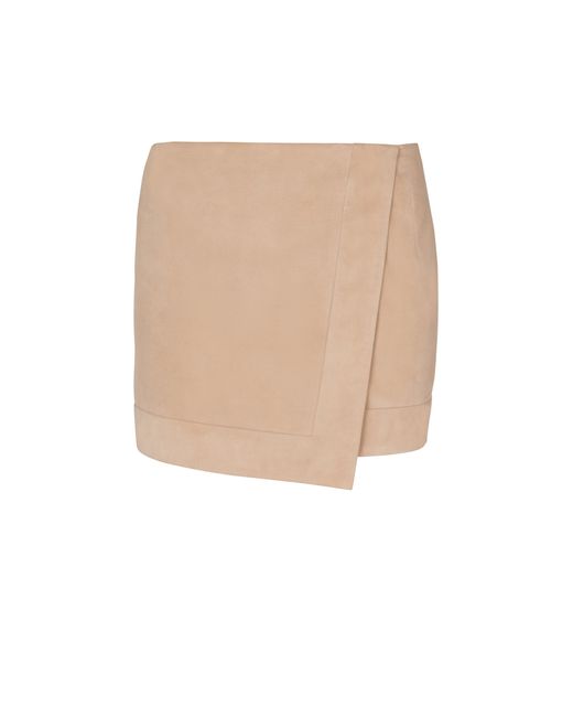 Balmain White Suede Wrap Skirt