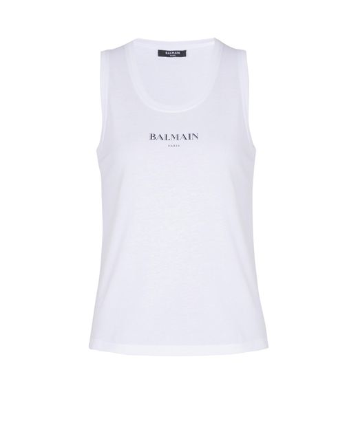 Balmain White Tank Top With Print