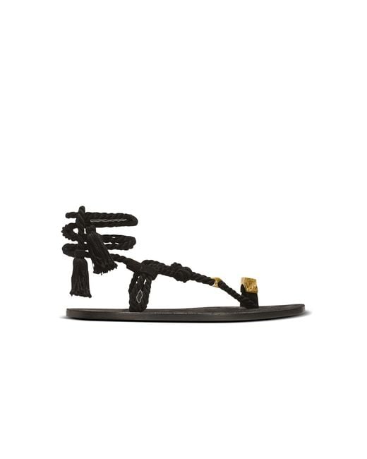 Balmain Black Flat Tie Sandals for men