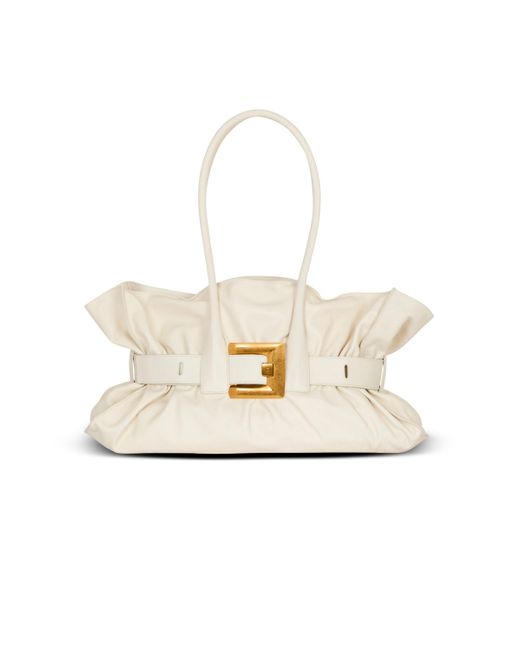 Balmain White Large Calfskin Anthem Bag