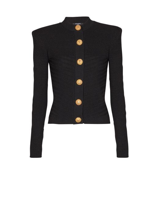 Balmain Black Buttoned Knit Cardigan