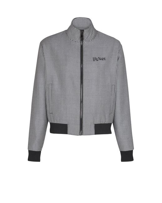 Balmain Gray Houndstooth Wool Jacket for men