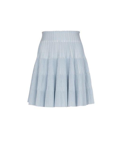 Balmain Blue A-Line Textured Knit Skirt