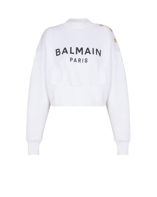Balmain Women's White Printed Paris Sweatshirt