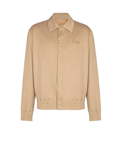 Balmain Natural Cotton Canvas Bomber Jacket for men