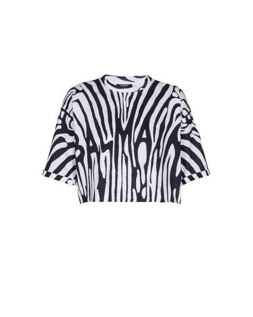 Balmain Blue Zebra T-Shirt