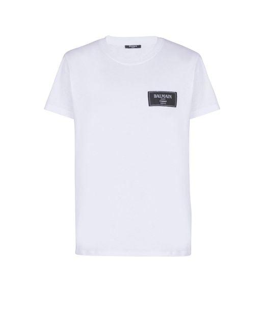 Balmain White T-Shirt With Couture Label for men