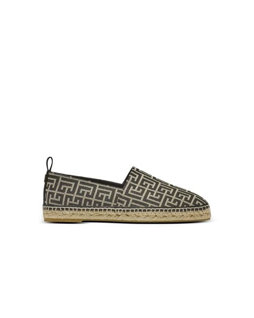 Balmain Green Monogram Jacquard Espadrilles for men