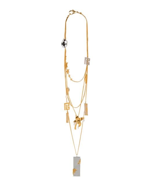 Balmain White Long Miami Pendant Necklace