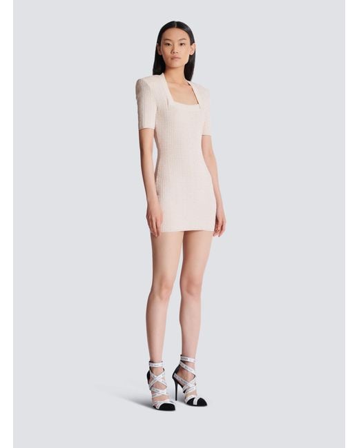 Robe En Maille Pb Labyrinthe Balmain en coloris White