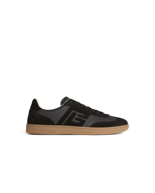 Balmain Black Swan Suede And Smooth Leather Trainers for men