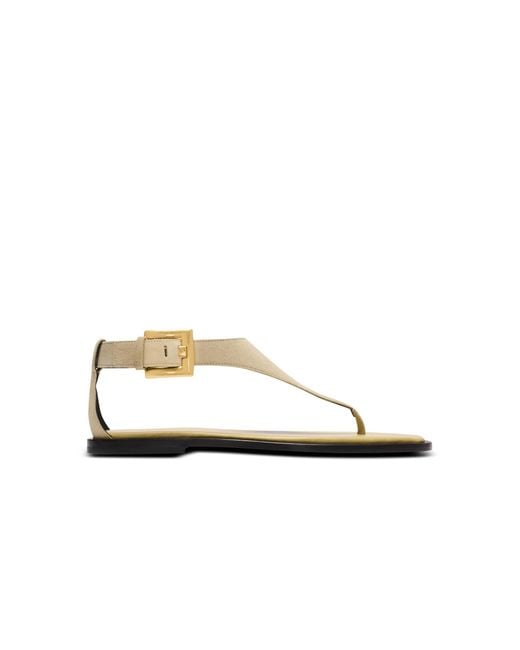 Balmain White Anthem Flat Toe-Post Sandals