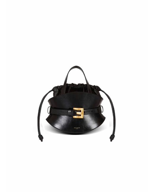 Balmain Shuffle Mini Leather Bag Black