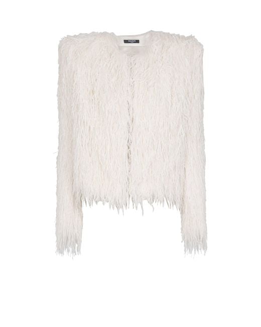 Balmain White Fringed Jacket