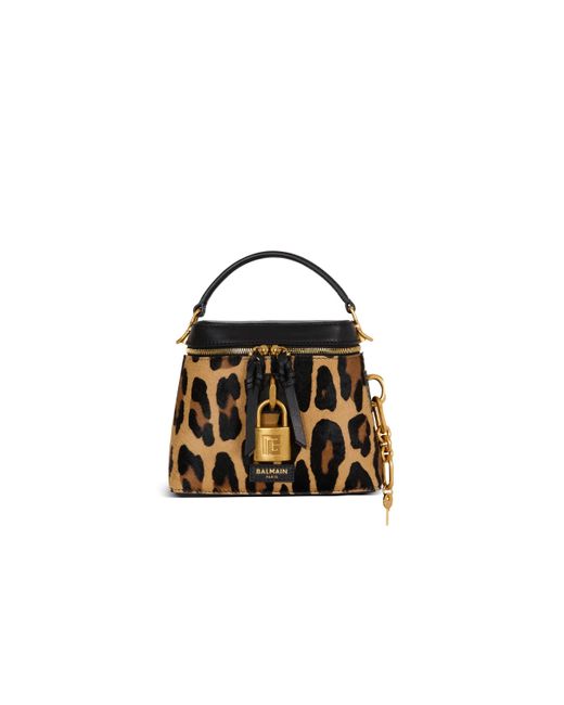 Balmain Brown Pulse Vanity Leopard Print Leather Bag