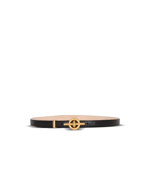 Balmain White Calfskin T-Bar Belt