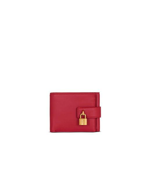 Balmain Red Pulse Trifold Smooth Leather Wallet