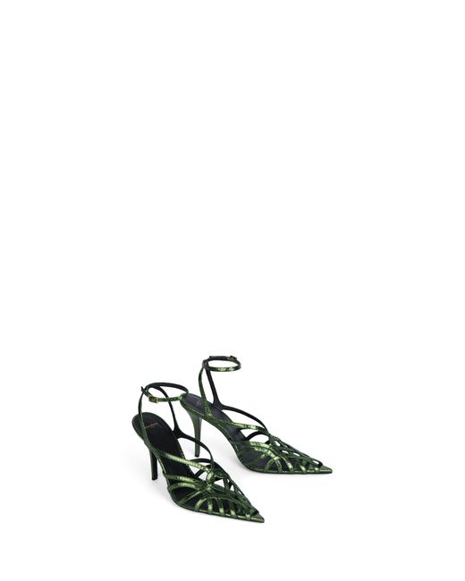 Balmain White Python-Effect Leather Cage Sandals