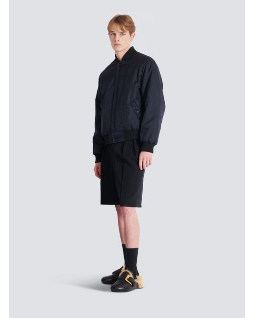 Balmain Black Reversible Printed Bomber Jacket With Chaînes Pattern for men