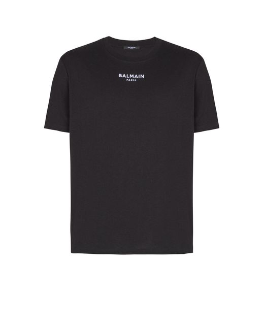 Balmain Black Embroidered Paris T-Shirt for men