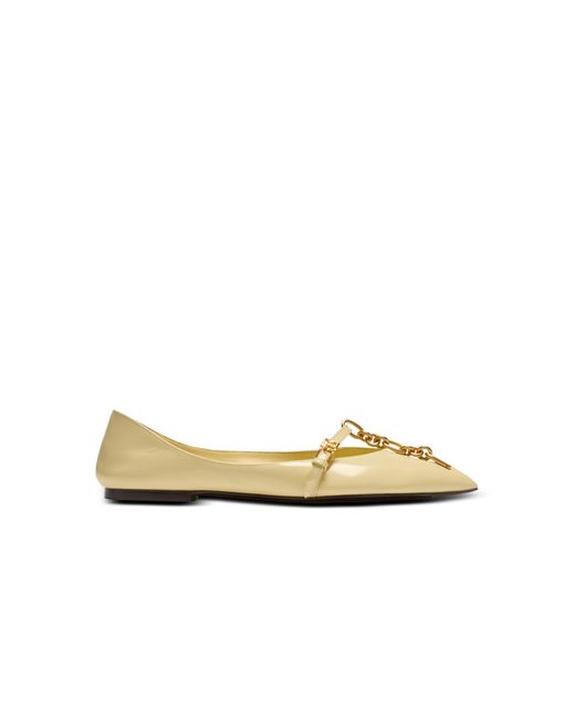 Balmain Metallic Shiny Lambskin Sync Ballet Flats