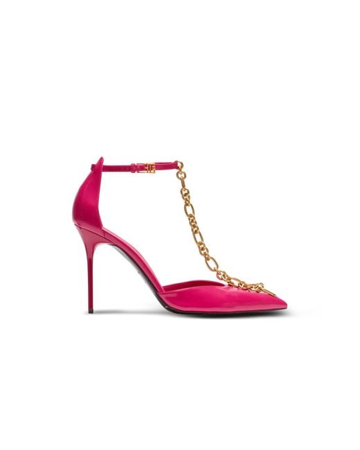 Balmain Pink Sync Shiny Lambskin Stilettos