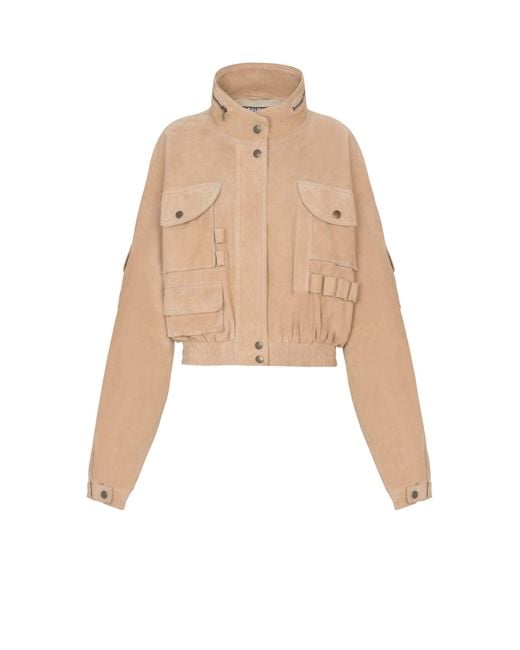 Balmain Natural Suede Bomber Jacket