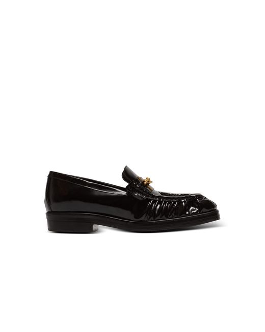 Balmain Black Sync Glazed Leather Loafers for men