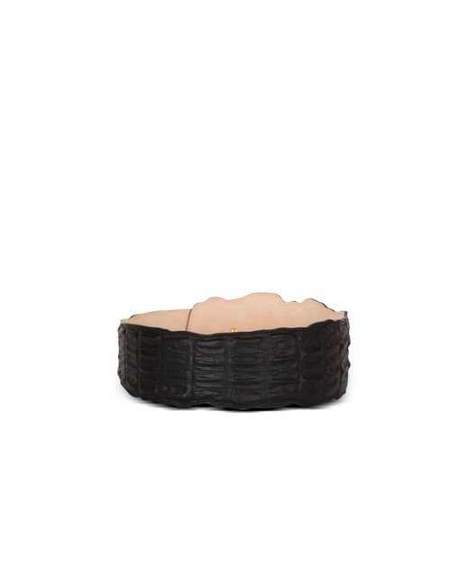 Balmain White Wide Crocodile-Print Leather Belt