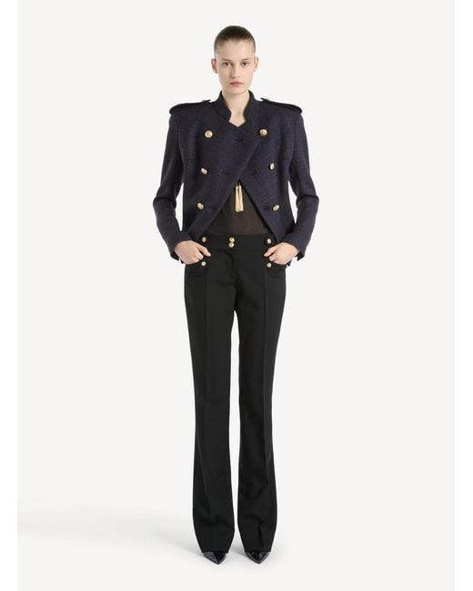 Balmain Blue Tweed 6-Button Jacket