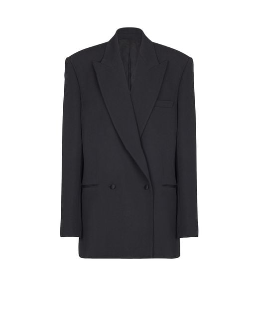 Balmain Blue Oversized Grain De Poudre Jacket