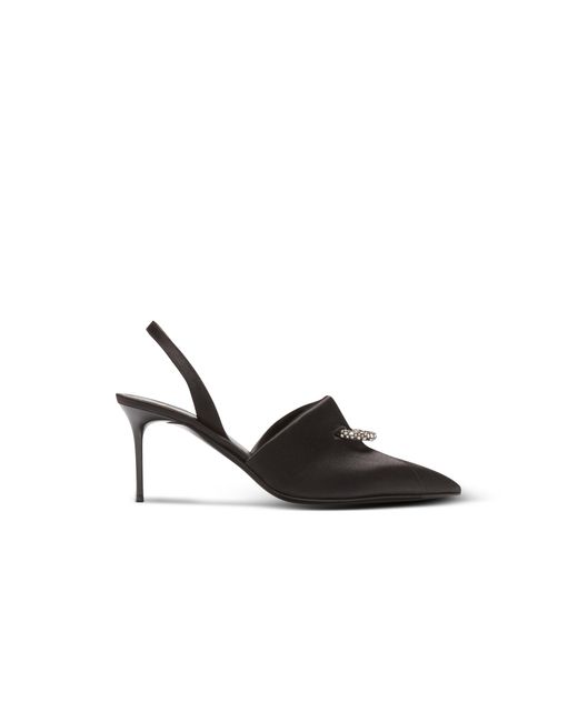 Balmain Black Satin Slingbacks With Piercing