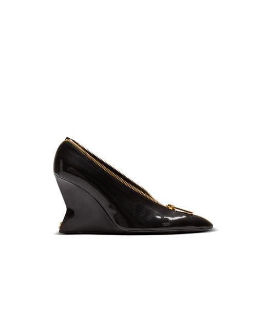 Balmain Black Zip Wedge Pumps