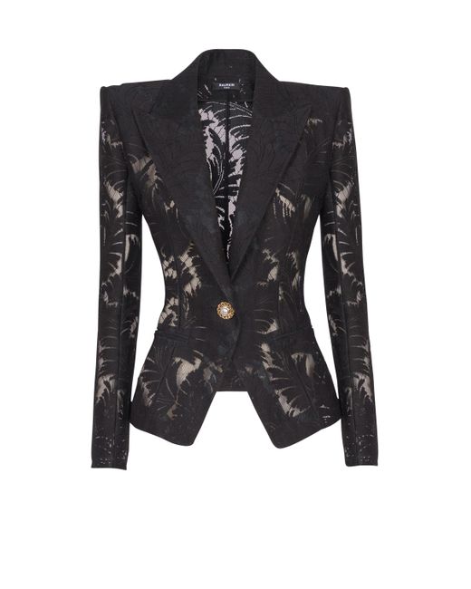 Balmain Black 1-Button Fitted Lace Jacket