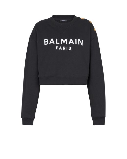 Balmain Black Printed Paris Sweatshirt