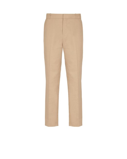 Balmain Natural Straight-Leg Tailored Canvas Trousers for men