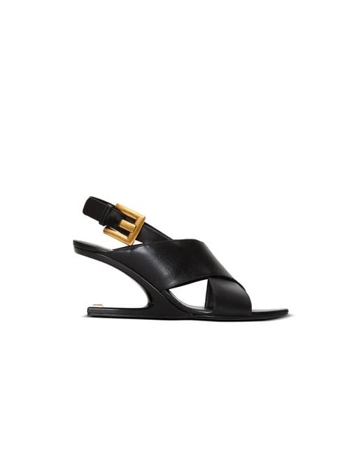 Balmain White Anthem No Wedge Smooth Leather Sandals