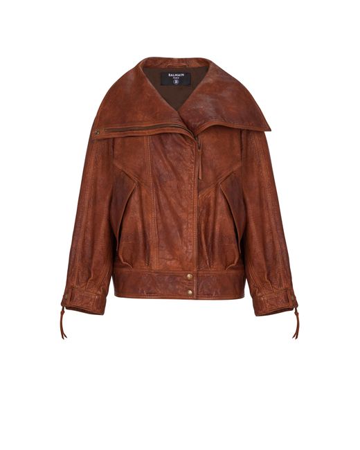 Balmain Brown Lambskin Bomber Jacket