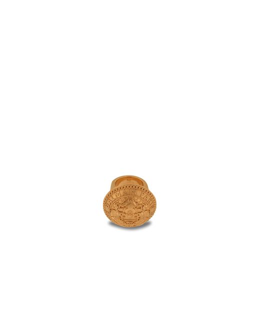 Balmain White Tone Brass Coin Ring