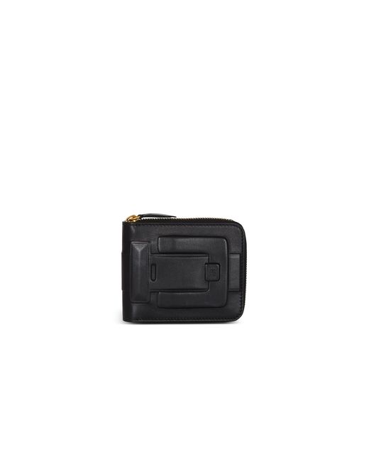 Balmain Black Anthem Calfskin Leather Card Holder
