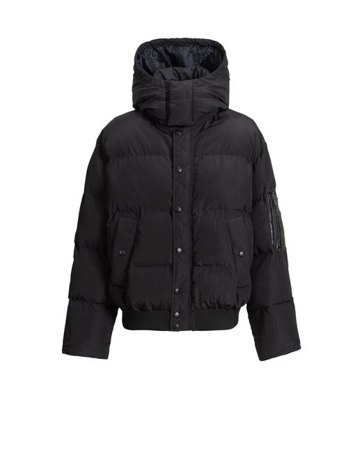 Balmain Black Padded Nylon And Leather Jacket for men