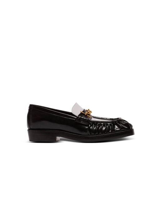 Balmain Black Sync Glazed Leather Loafers for men