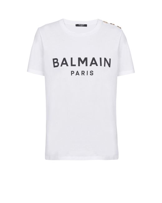 Balmain White T-Shirt With Paris Print