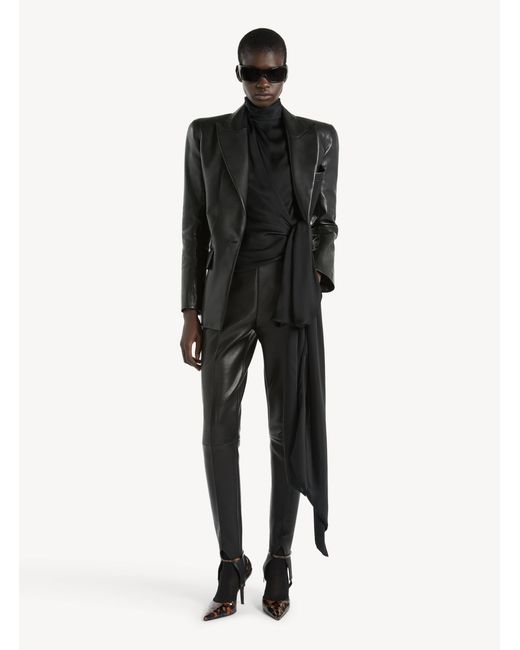 Balmain Black Structured-Shoulder Lambskin Jacket