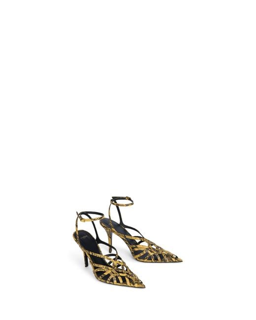 Balmain Metallic Python-Effect Leather Cage Sandals