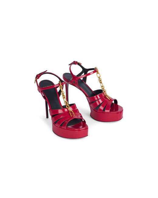 Balmain Red Sync Platform Sandals