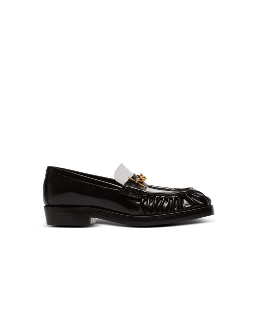Balmain Black Sync Glazed Leather Loafers for men