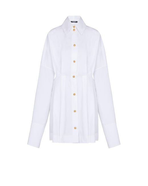 Balmain White Poplin Shirt Dress